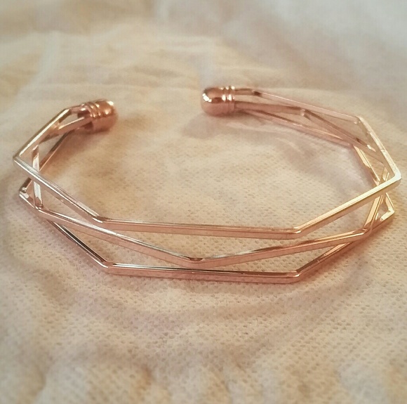 Rose Gold Geo Open Cuff - Picture 2 of 2
